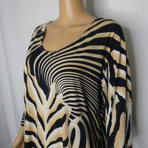 Valentina Tops - Valentina Vintage Tiger Stripe Print Blouse Top 1X